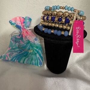 Lilly Pulitzer Gold and Blue Bracelet Set